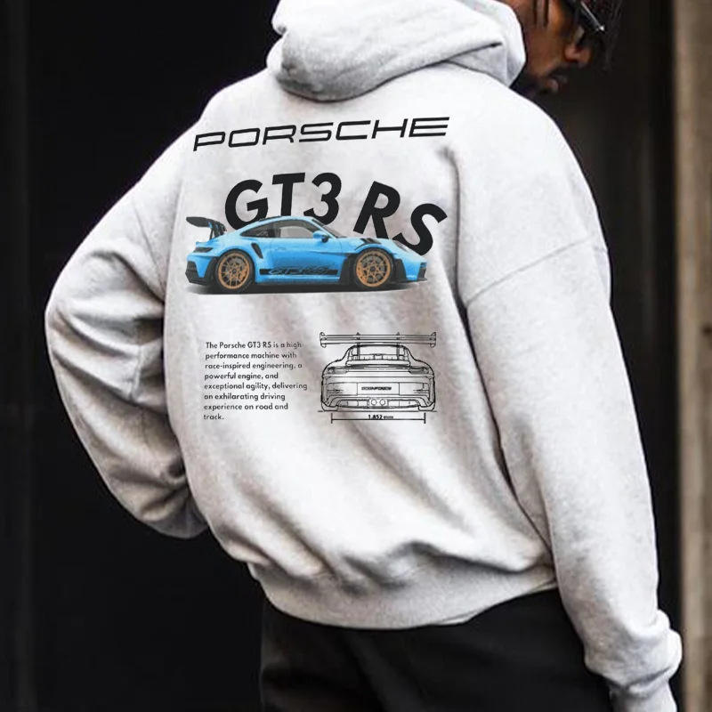 StreetcarHoodiePrintsMen Car Print Trendy Hoodie Loose Casual Versatile Hoodie - Image 29
