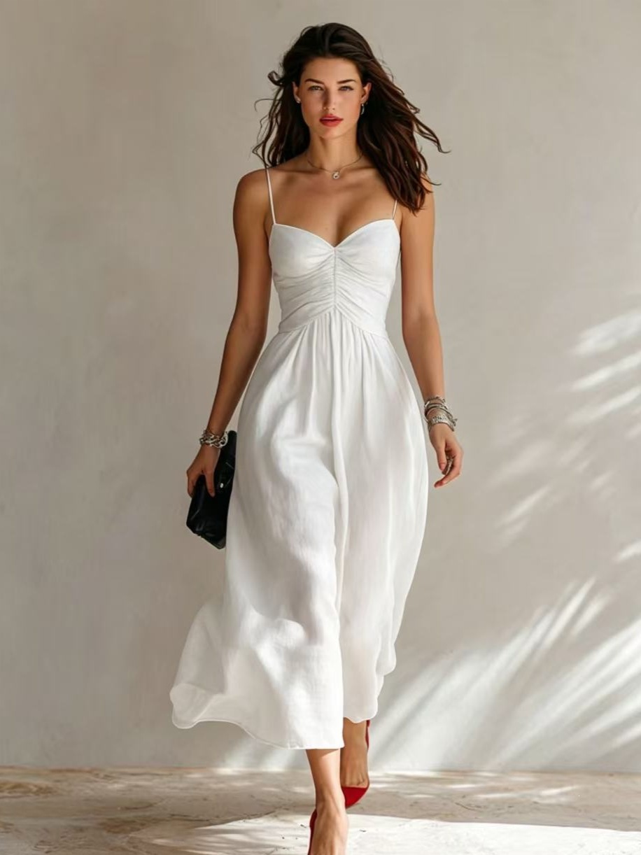 2026 European and American TK Independent Website Cross-border Spring/Summer New Pleated Sexy Suspender Dress - Image 12