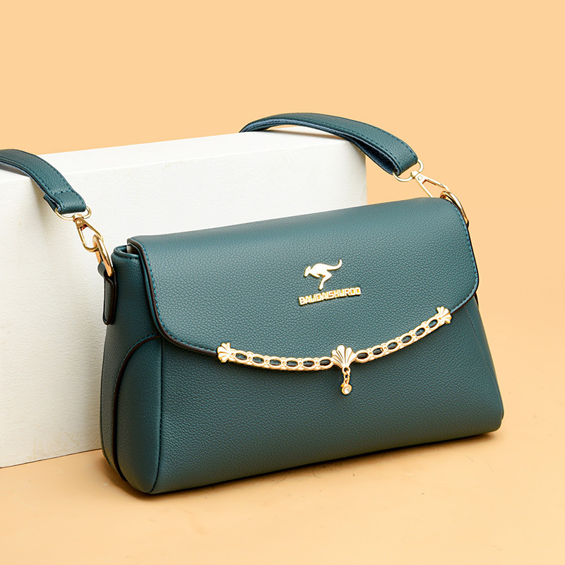 Women's bag new fashion all-match soft leather middle-aged mother shoulder bag large capacity small square bag women's shoulder bag trendy - Image 4