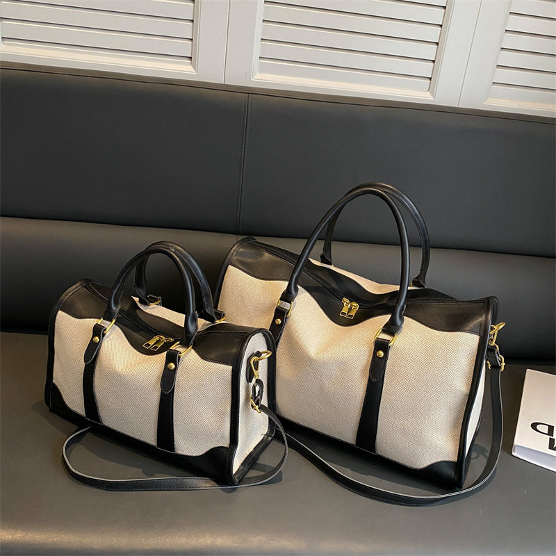Fashion large-capacity bag women 2023 summer new canvas texture Messenger bag handbag foreign style travel bag - Image 2