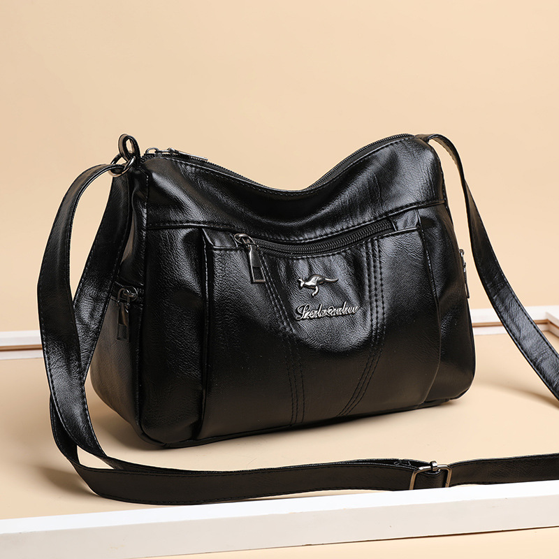 Soft leather bag women 2021 new trendy mother bag large capacity fashion atmosphere middle-aged and elderly mother-in-law single shoulder Messenger bag - Image 4