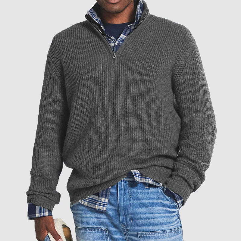 Amazon Independent Station 2023 Autumn and Winter New European and American Foreign Trade Men's Business Casual Loose Zipper Stand Collar Sweater - Image 4