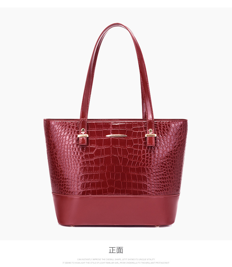 New women's bag 2023 fashion crocodile pattern mother-in-law three-piece handbag shoulder bag Messenger women's bag wholesale - Image 8