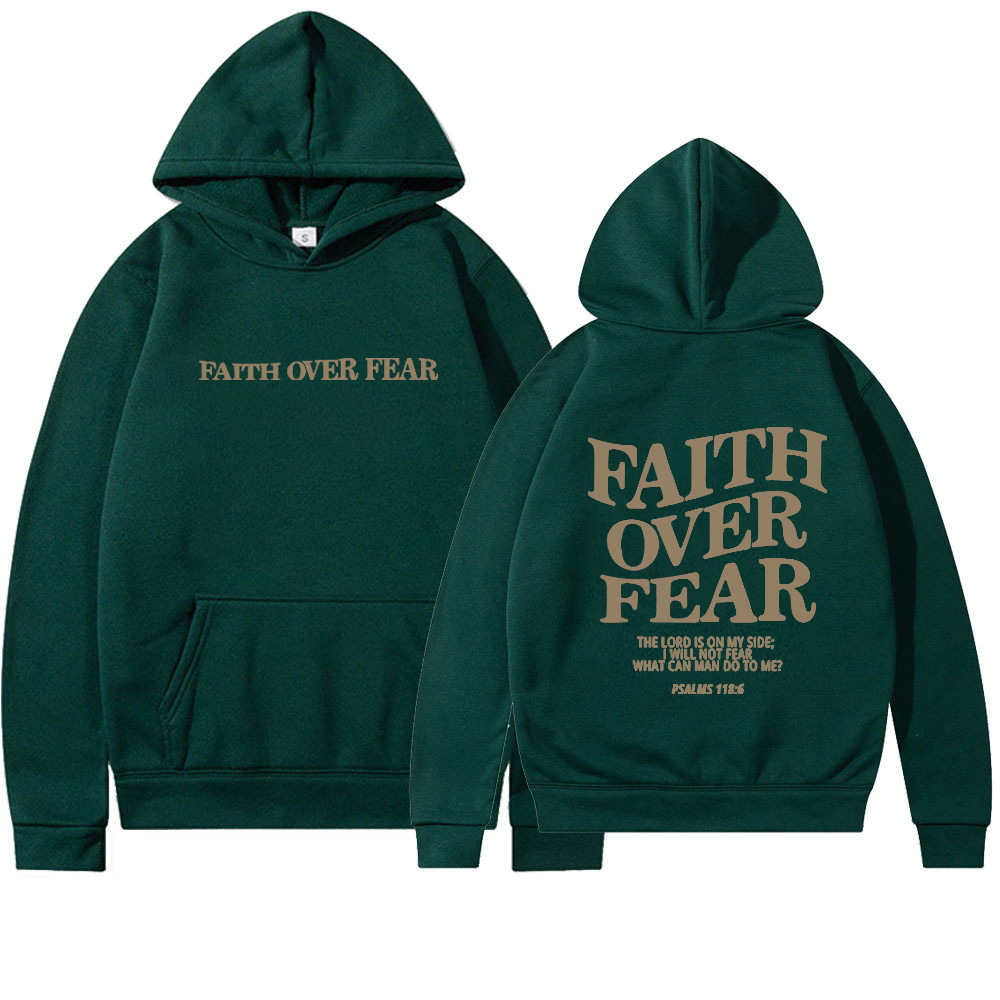 Foreign trade Amazon AliExpress new hooded long-sleeved FaithOverFear printed hooded sweatshirt - Image 14