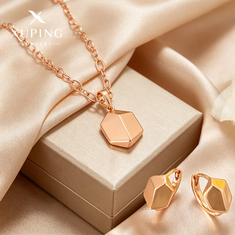 Xuping European and American cross-border minimalist earring pendant two-piece set copper alloy geometric stud jewelry wholesale set for women