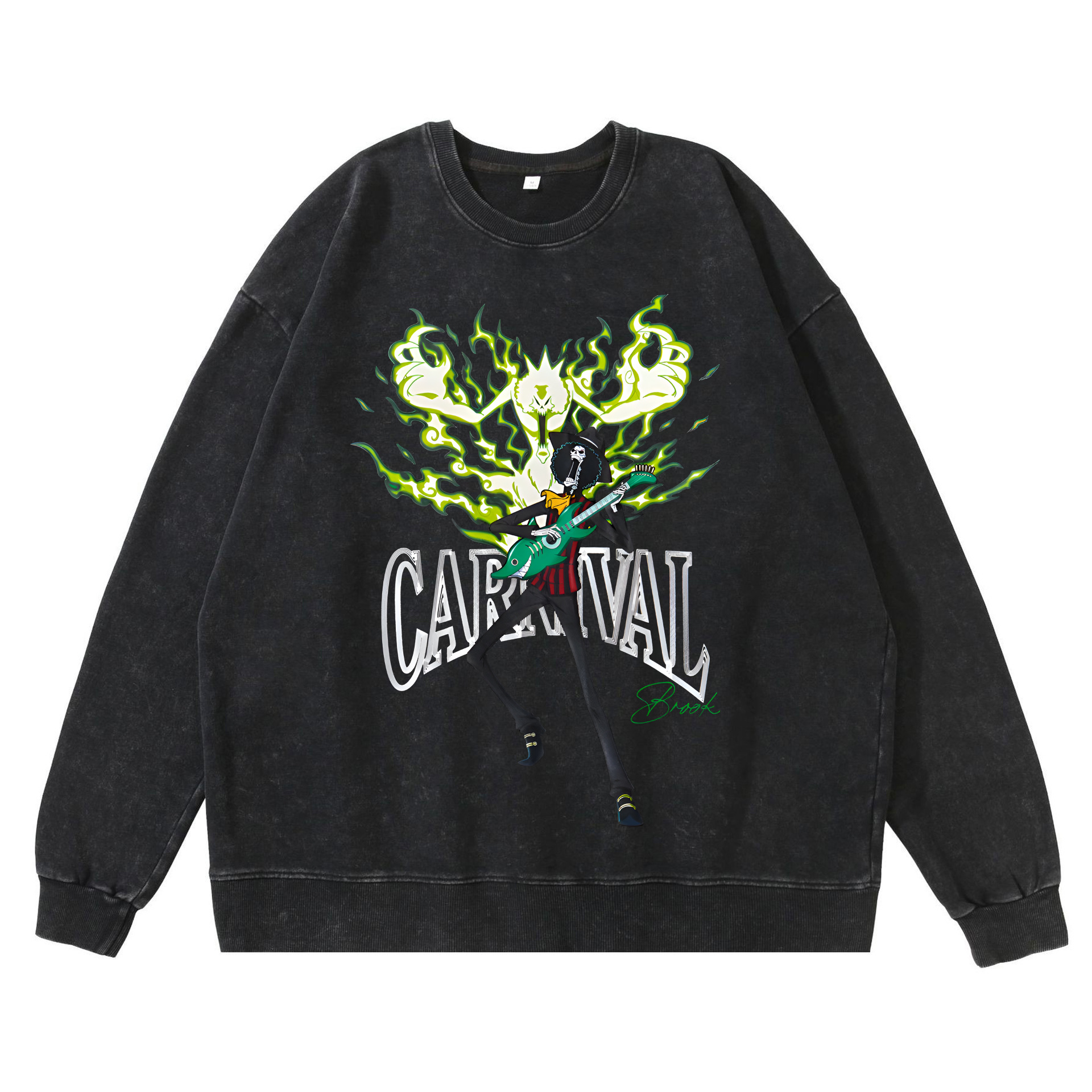 360g heavy washed retro sweatshirt street hip-hop anime American style pirate Luffy Zoro cotton autumn sweatshirt - Image 13