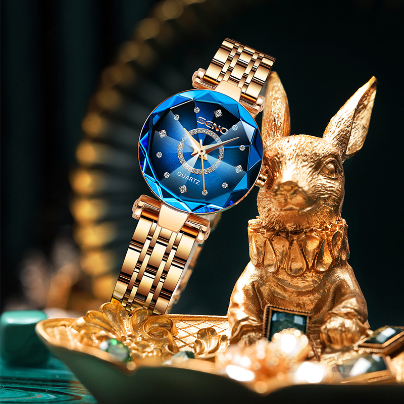 Douyin's new Ocean Star steel belt women's watch live broadcast multi-angular gradient glass diamond-encrusted fashion watch - Image 6