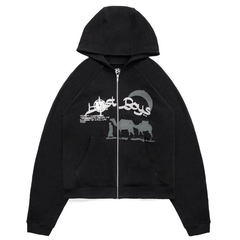 New spot skull wings hooded zipper sweater women's Korean version plus velvet thickened loose sports cardigan sweater women - Image 4