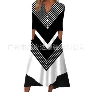 European and American Amazon AliExpress new products women's clothing cross-border short-sleeved pullover dress wholesale multi-size multi-color printing women