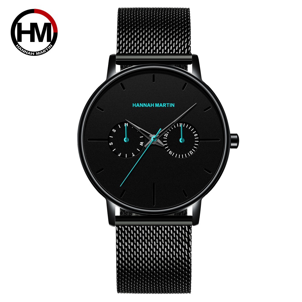 Men's multifunctional waterproof quartz watch top layer cowhide watch student trend niche brand ins business watch - Image 11