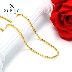 Xuping's new stylish and simple 24k gold plated copper alloy geometric bead necklace is a classic, easy-to-wear plain chain suitable for everyday wear.