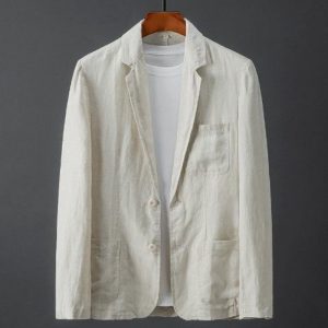 Men's Slim-Fit Linen Suit Jacket