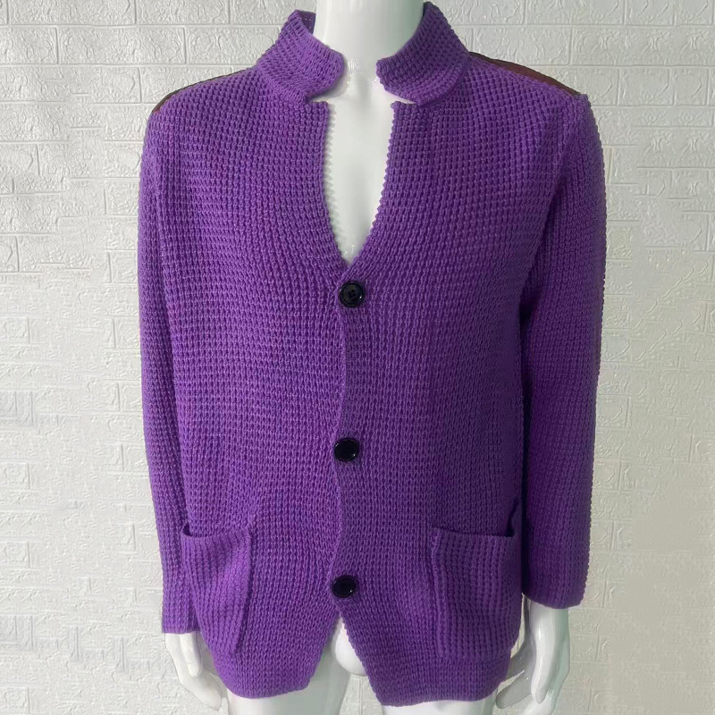2025 Autumn/Winter New Slim Fit Cardigan with Lapel Collar, Long Sleeve, Knitted Outerwear, Cross-border European and American Plus Size Men's Sweater - Image 9