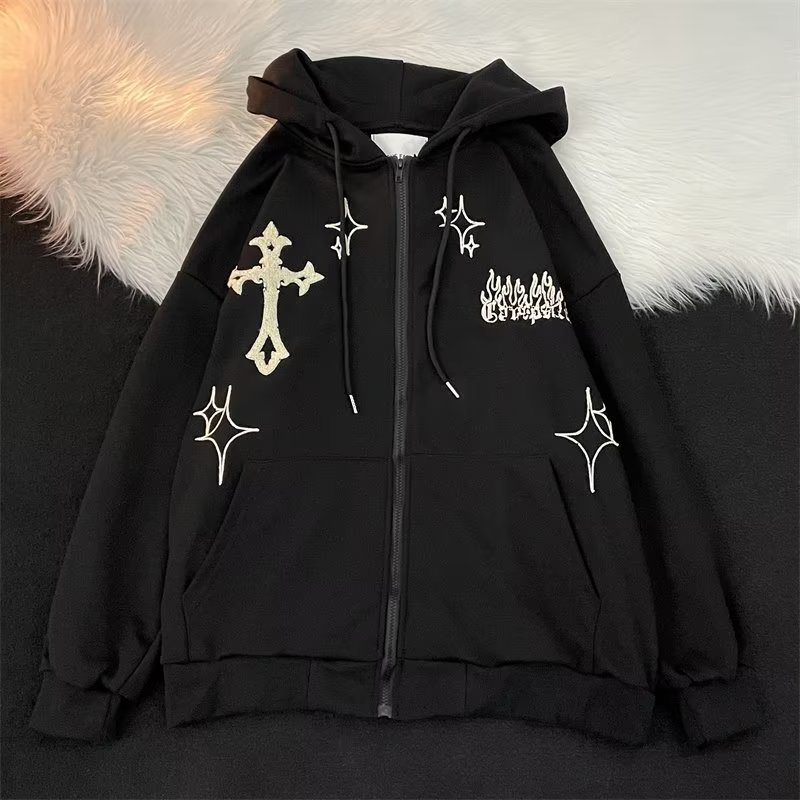 Cross-border spring and autumn design sense cardigan hooded sweater male ins Hong Kong style niche design sense all-match coat jacket - Image 5