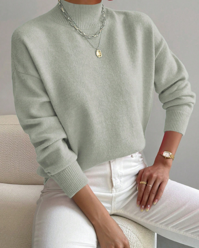 Cross-border autumn and winter turtleneck pullover long-sleeved sweater Amazon foreign trade women's fashion solid color loose knitted top - Image 15