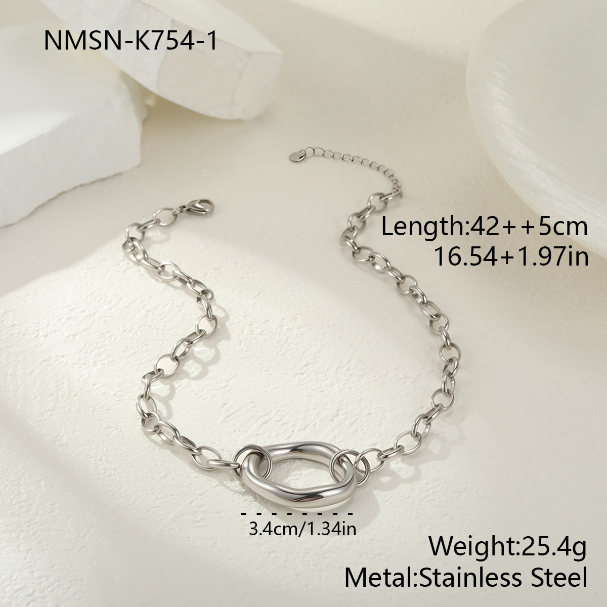 Cross-border European and American style personalized geometric hollow stainless steel necklace, bracelet, earring jewelry set, versatile ring wholesale - Image 7