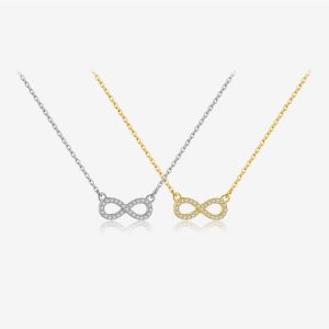 925 Sterling Silver Necklace with the Number 8 (Infinite Love) Collarbone Chain, Diamond Set, Simple and Versatile Design, Classic Jewelry Wholesale