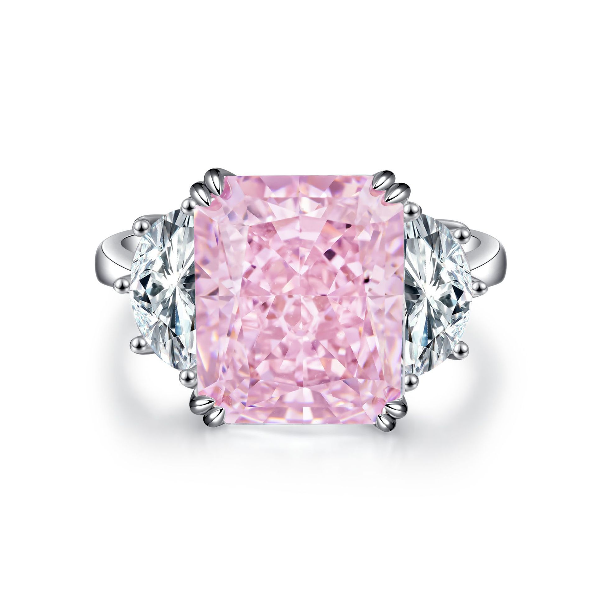 S925 Sterling Silver Ring for Women, 10x12 High Carbon Diamond Ice Flower Cut Ring, Fashionable and Versatile Colored Gemstone, European and American Cross-border Wholesale - Image 6