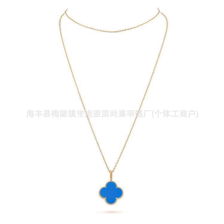 Vanke high-end four-leaf clover necklace for women, thickly plated with 18k rose gold and red agate, CNC engraving craftsmanship. - Image 6