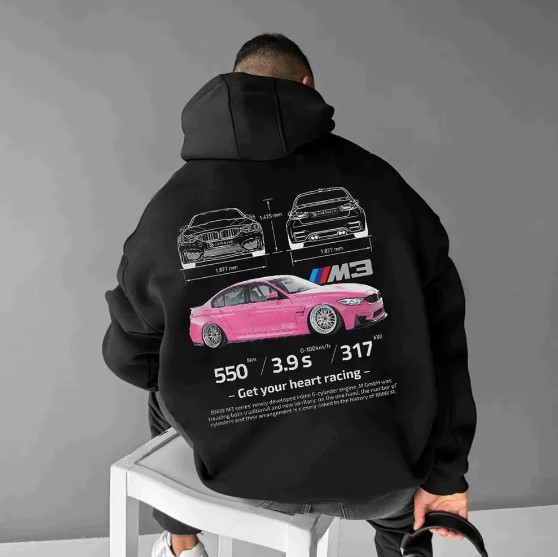 StreetcarHoodiePrintsMen Car Print Trendy Hoodie Loose Casual Versatile Hoodie - Image 16