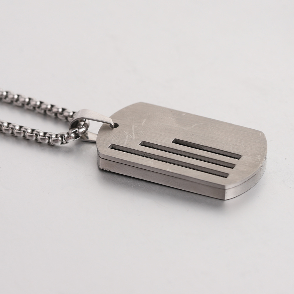 Factory wholesale, cross-border hot-selling 39MM personalized stainless steel three-grooved military tag necklace with laser-engravable logo fashion necklace - Image 3