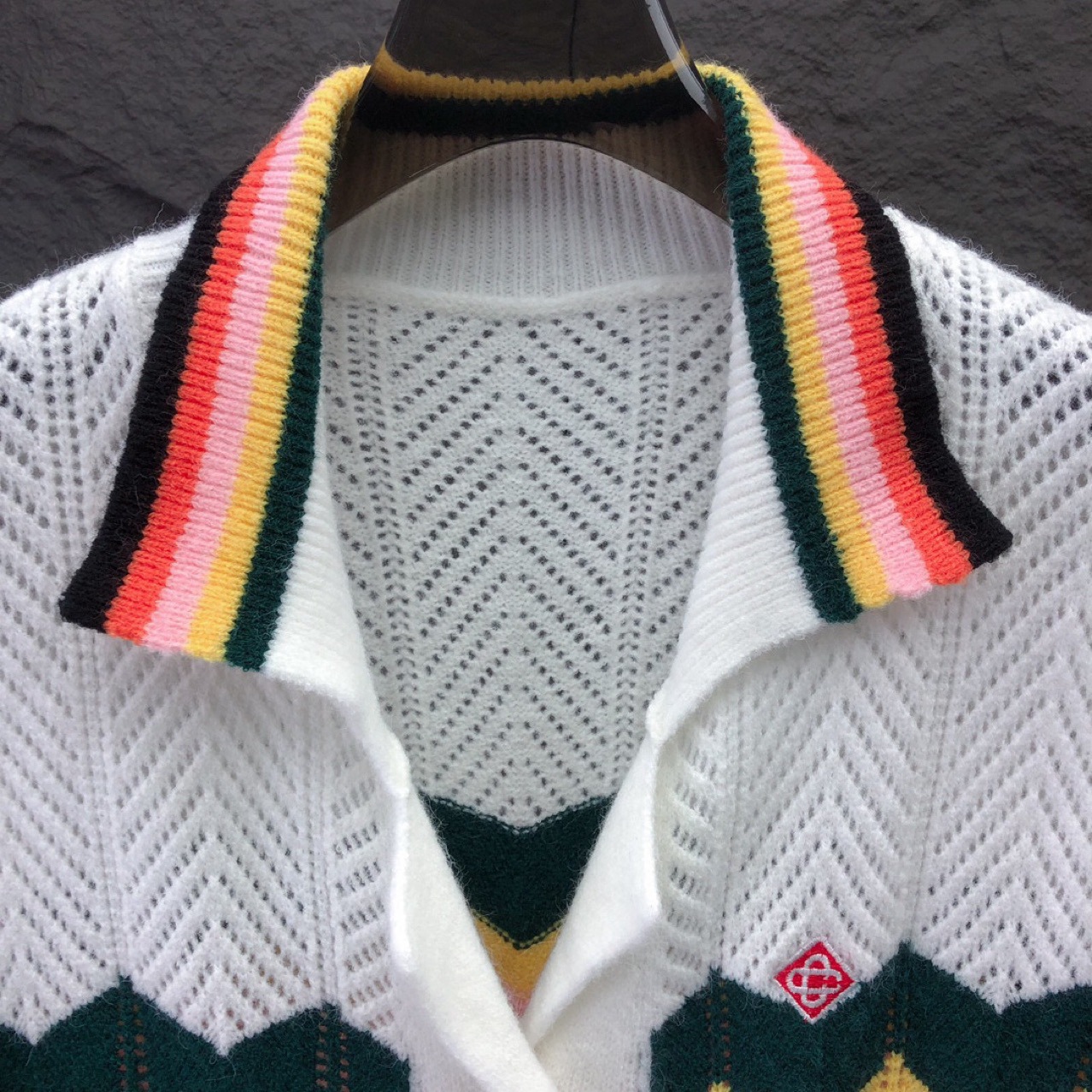 Fashionable European goods Ca Casa short-sleeved sweater cardigan 3D jacquard pattern men and women's same style spot cross-border Europe and the United States - Image 3