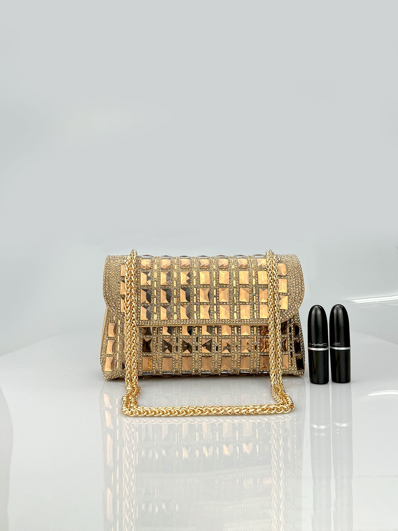 Cross-border new shiny glass evening dress celebrity rhinestone clutch bag underarm hand chain cheongsam bag dinner - Image 10