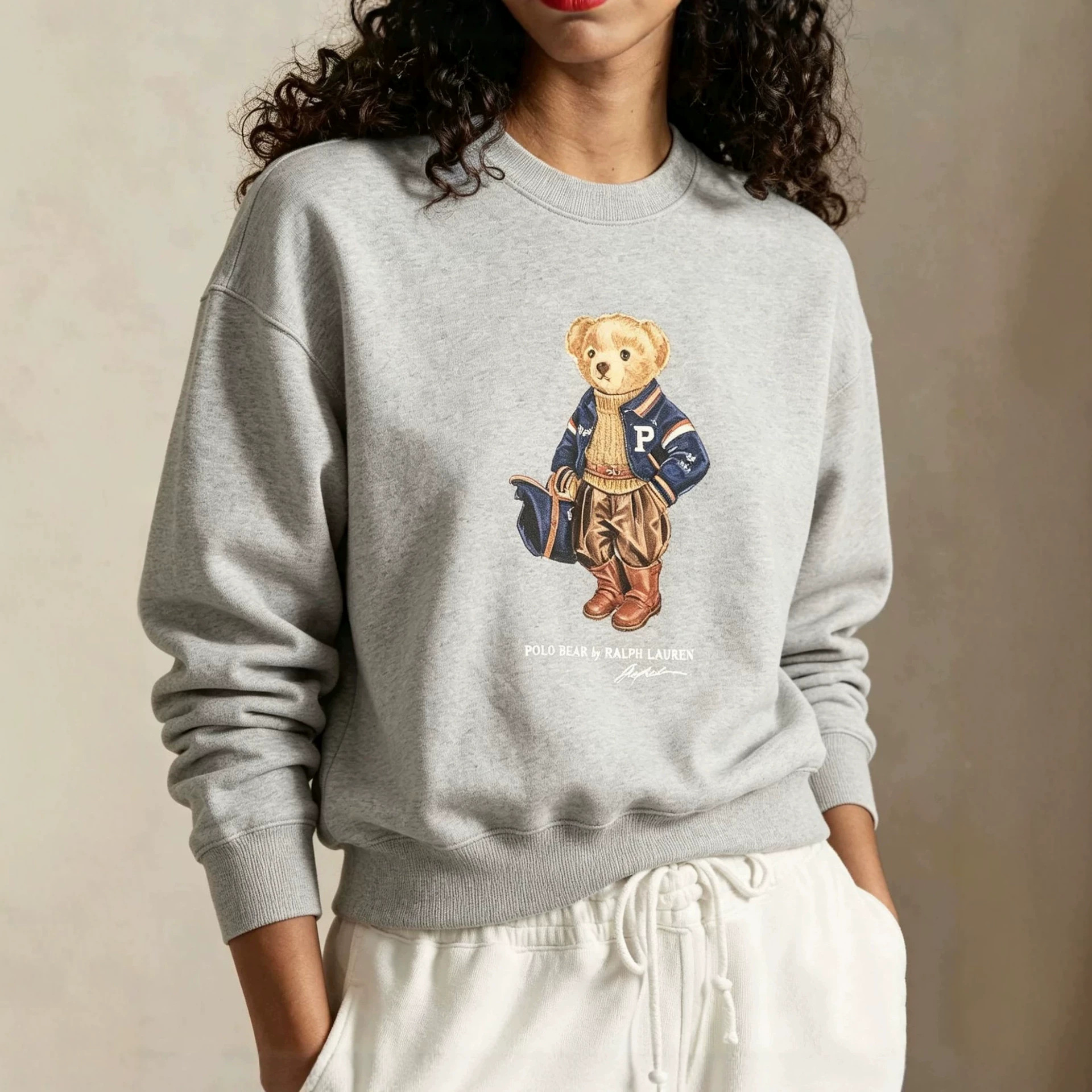 2026 Autumn/Winter European Cross-Border Classic Cartoon Luggage Bear Print Casual Classic Hoodless Sweatshirt - Image 3