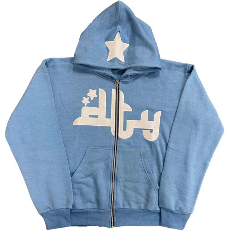 Autumn and winter European and American trendy printed sweater female cardigan high street casual hip-hop metal zipper jacket male-1123 - Image 3