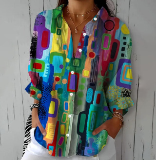 2024 New Women's Long Shirt, Summer European and American Trendy Short-Sleeve Floral Print 3D Short Sleeve Fashion - Image 24