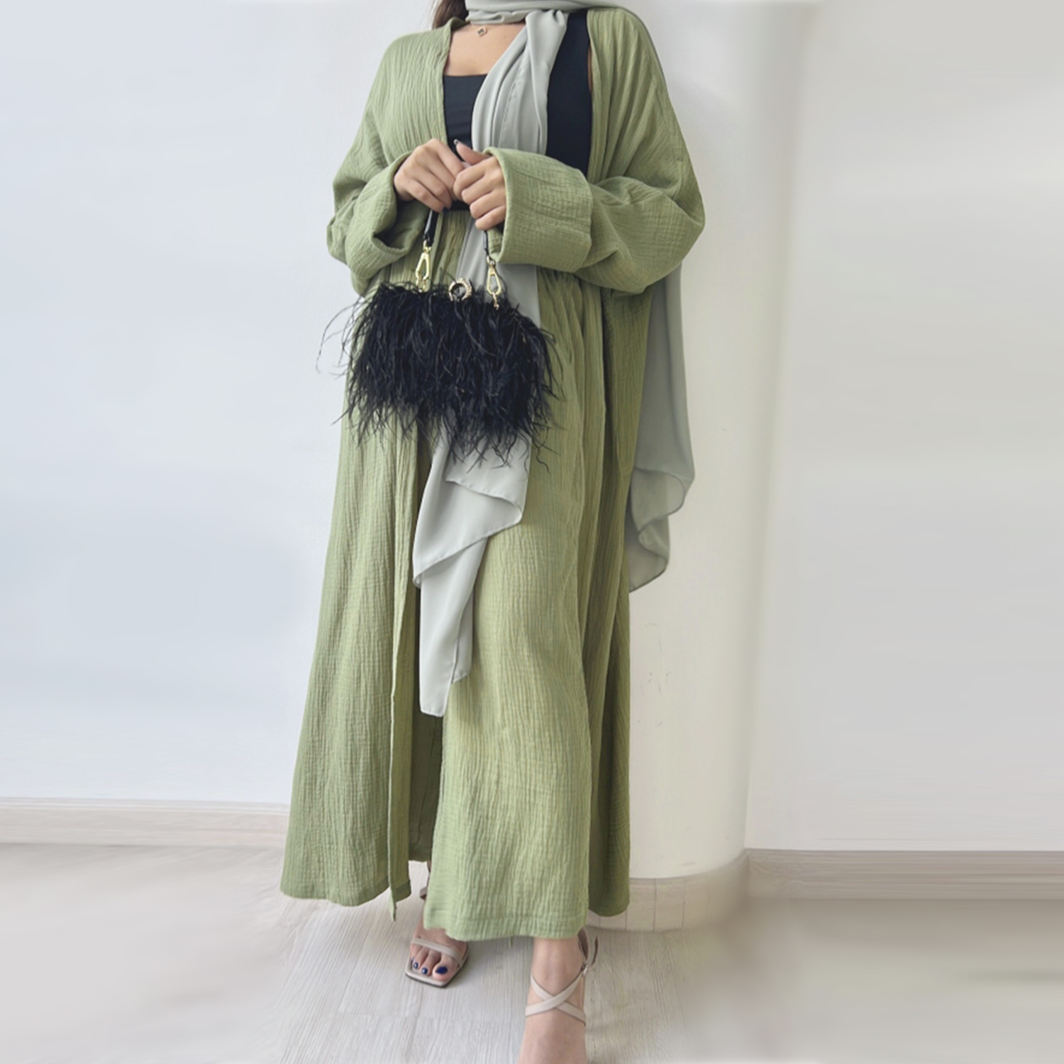 2023 Loriya AliExpress Amazon Dubai Turkey Solid Color Cotton Casual Large Size Cardigan LR600 - Image 13