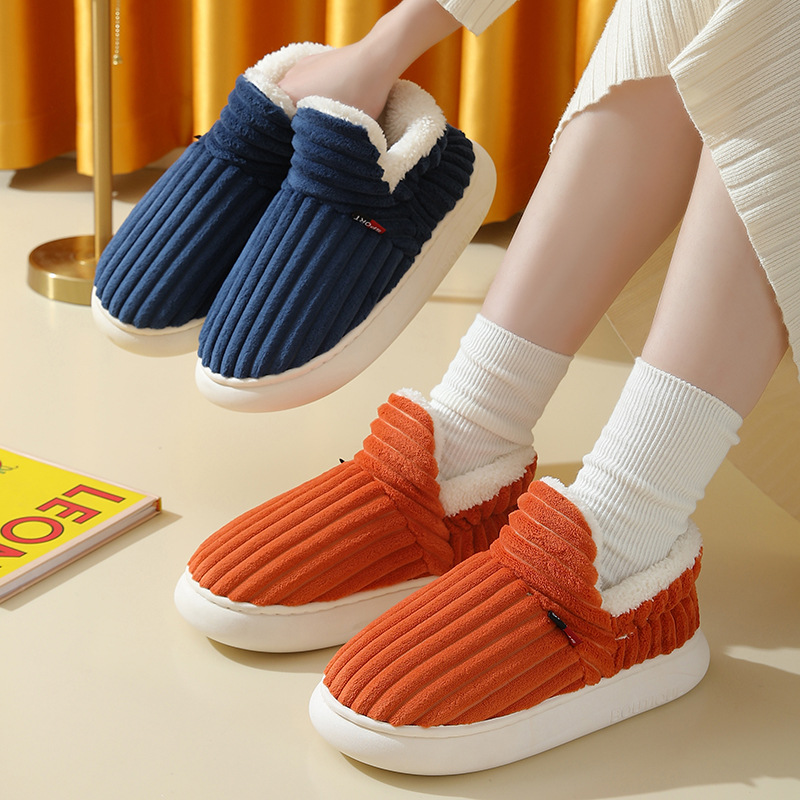 New style bag-heeled cotton shoes for women, autumn and winter, thick-soled velvet, non-slip, warm, velvet cotton shoes, men's Cixi home shoes - Image 10