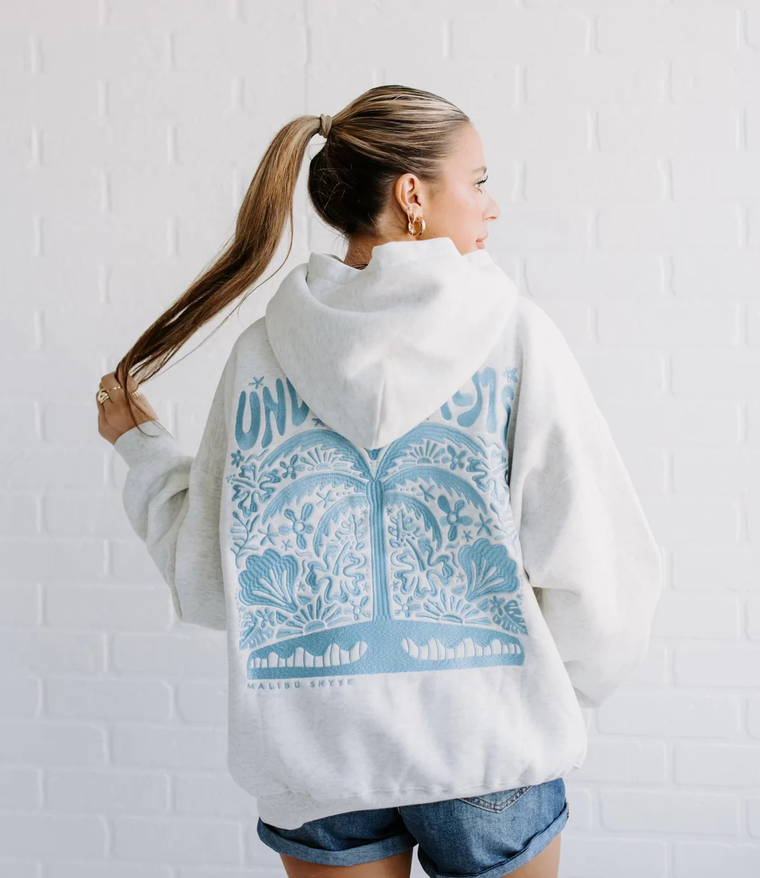2024 New European Size Women's Drop Shoulder Sleeve Threaded Hawaii Hibiscus Brand Sweatshirt Hoodie Print - Image 26