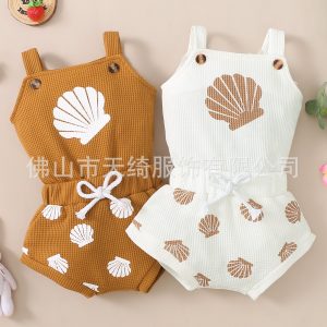 eaby aliexpress amazon ins hot style European and American sling shell waffle khaki suit