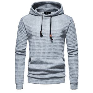 2022 autumn new European size men's casual pullover jacquard sweater men's Amazon plaid quilted cotton fabric hoodie