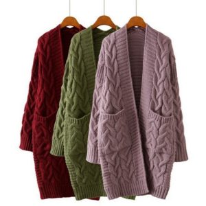 Women's Mid-Length Cable-Knit Cardigan