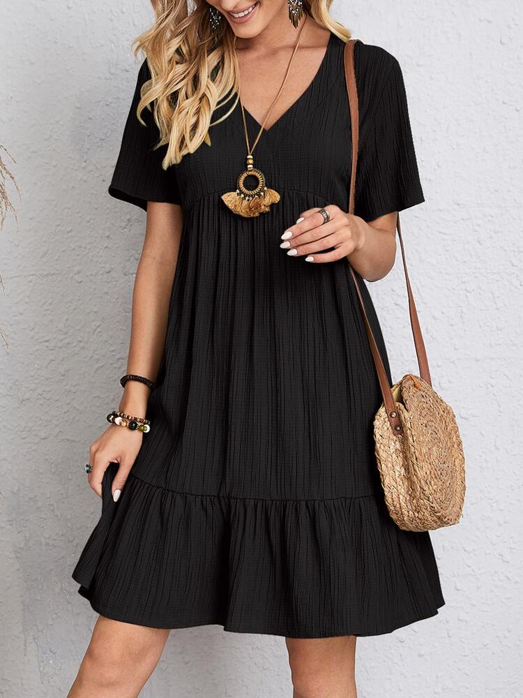 2022 cross-border foreign trade European and American women's clothing Amazon hot summer loose casual short-sleeved waist elegant dress - Image 12