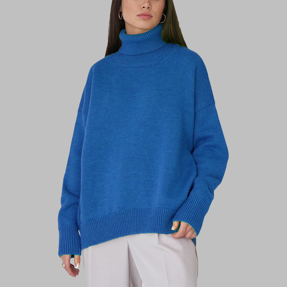 Women's solid color turtleneck sweater, European and American style, autumn and winter loose fit, versatile, classic best-selling knitwear, factory price wholesale. - Image 28