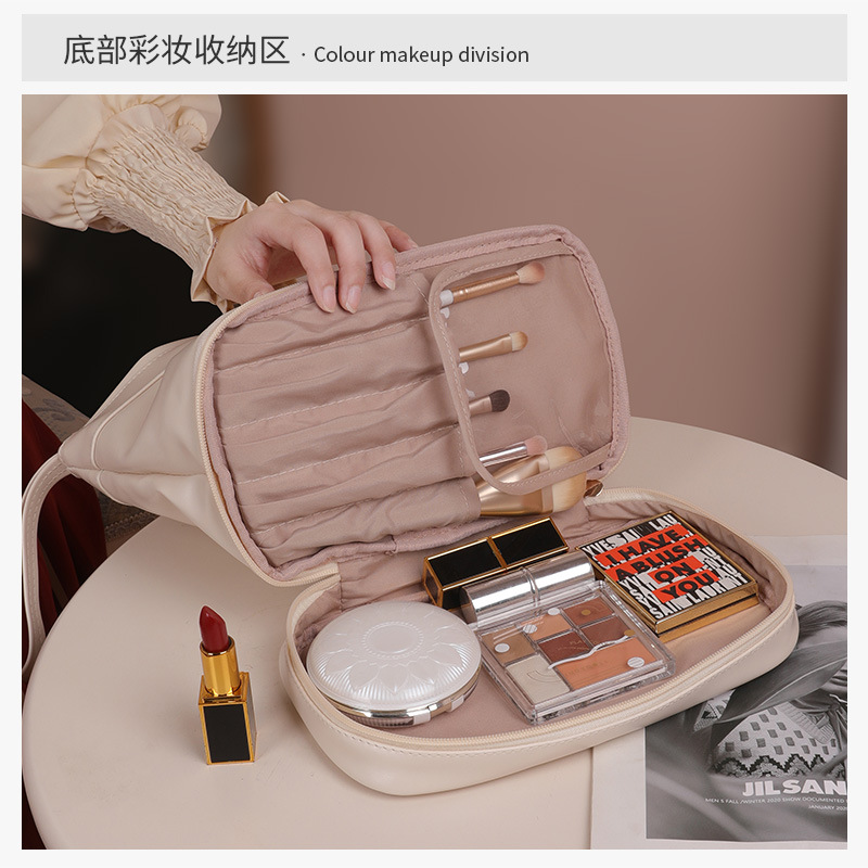 double-layer portable cosmetic bag large-capacity portable business travel storage bag - Image 3