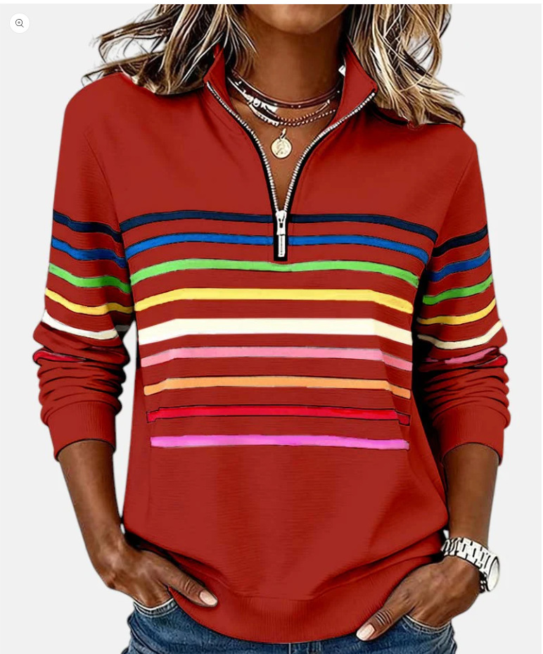 2026 Foreign Trade Cross-Border European and American Independent Website Amazon Autumn/Winter Half-Zip Hoodie 3D Digital Print Women's Top - Image 6