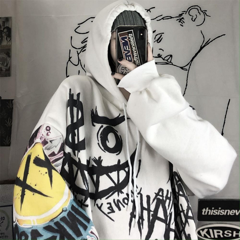 2021 Autumn and Winter Trend ins Harajuku Pink Girl Cartoon Anime Print Loose Plush Hooded Sweatshirt Women - Image 17