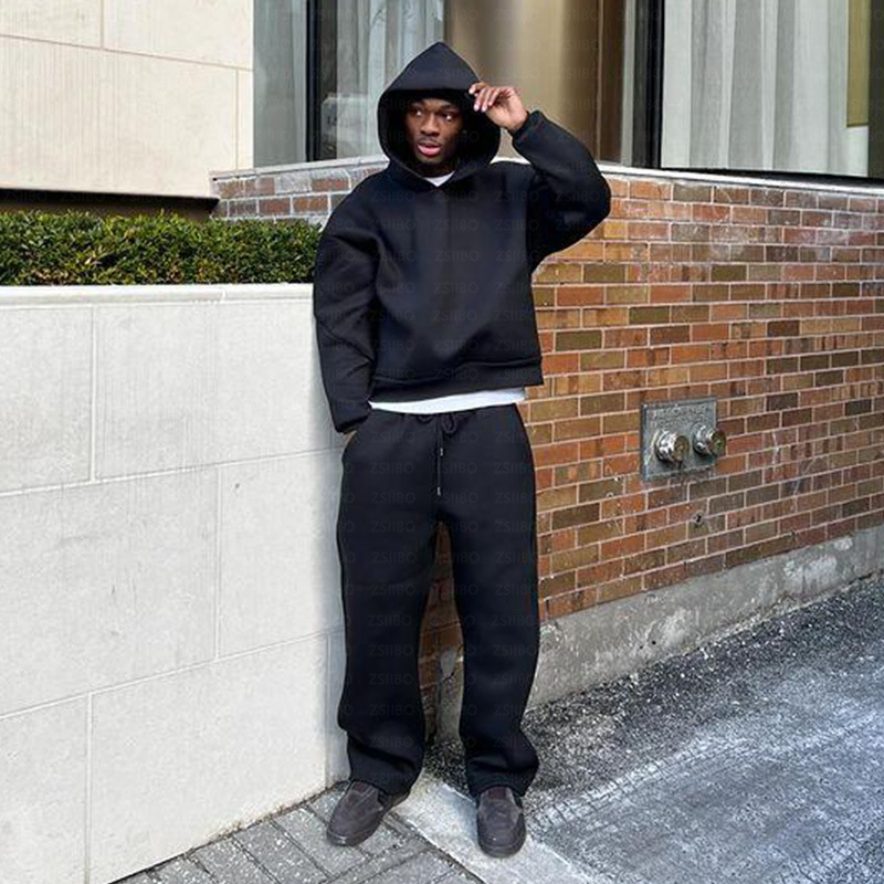 2024 European and American cross-border casual simple couple fashion hoodie sweatshirt solid color loose sweatshirt sweatpants wholesale - Image 4