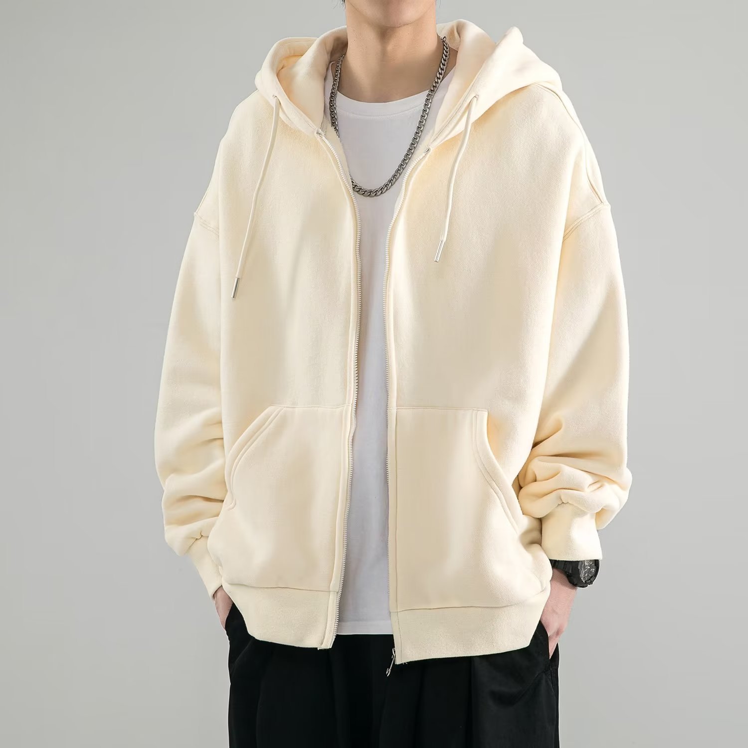 Heavy cardigan sweatshirt men's spring and autumn American fashion brand autumn jacket boys' clothes couple's top hooded jacket - Image 3