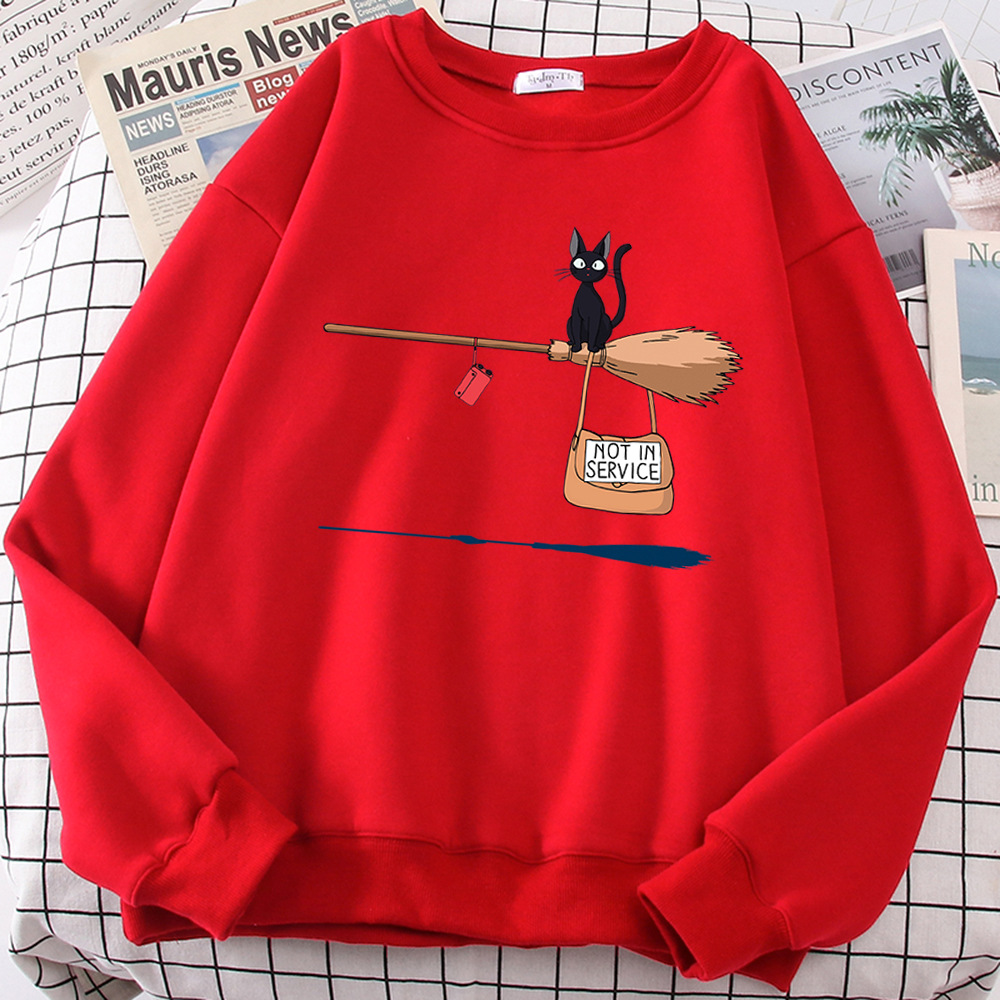 Cross-border autumn and winter girls' clothing cute witch broom kitten plus velvet round neck long-sleeved sweater loose casual jacket - Image 10