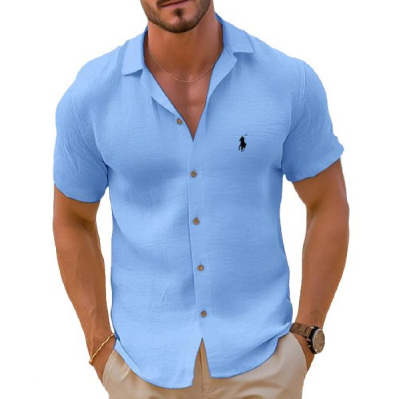 2024 Amazon TEMU hot-selling short-sleeved trendy black and white striped Hawaiian cross-border short-sleeved shirt men's suit - Image 6