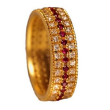 18k gold three-row star ring au750 gold light luxury inlaid ruby rose moissanite female ring jewelry - Image 6