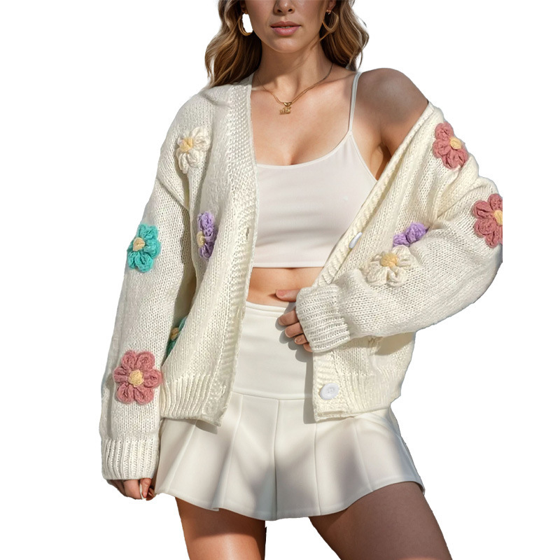 2024 Amazon Floral Pattern Button-Up Cardigan - Cute Loose Long-Sleeved Sweater - Image 5