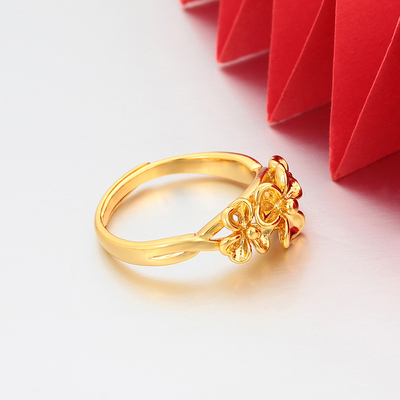 Xuping Simple Imitation Gold Flower Adjustable Ring, Copper Alloy Plated 24k Color, Niche European and American Cross-border Ring for Women - Image 3