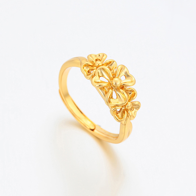 Xuping Simple Imitation Gold Flower Adjustable Ring, Copper Alloy Plated 24k Color, Niche European and American Cross-border Ring for Women - Image 4