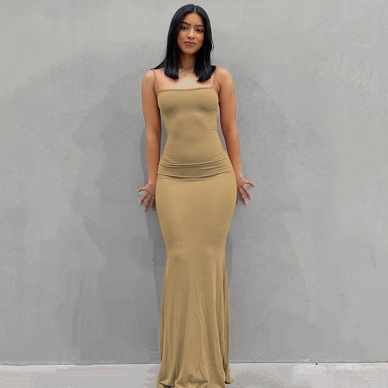 2023 European and American Kardashian skims replacement human peach pure desire slim peach hip suspender long fishtail skirt - Image 17